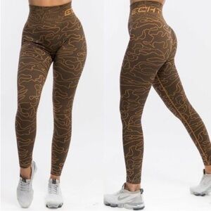 NEW ECHT apparel arise yellow seamless camo leggings NWOT